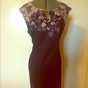 Pretty, classic Black & Tan knee length dress